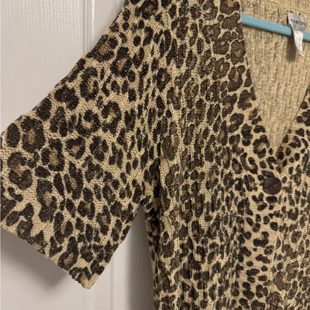 Chico's Leopard Print Button Down Short Sleeve Ca… - image 2